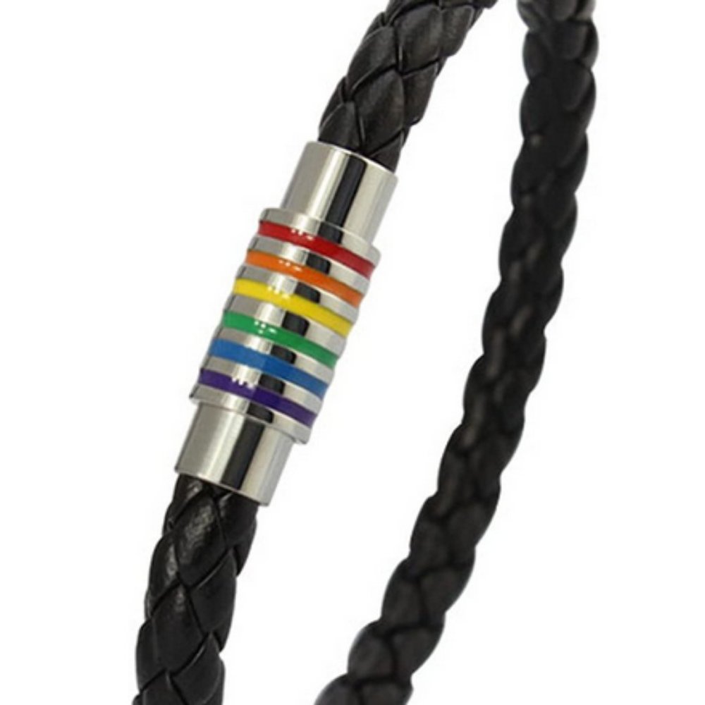 Titanium Rainbow Pride Braided Bracelet Handmade, Unisex